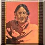 A33. Lawrence W. Lee ”The Elder” painting of Native American. 28”h x 23”w 